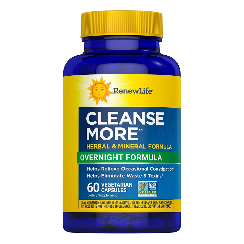 Renew Life Detox Cleanse More, Overnight Constipation Relief, 60 Ct